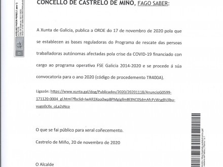 NOTA INFORMATIVA: PROGRAMA DE RESCATE DE LAS PERSONAS TRABAJADORAS AUTNOMAS.