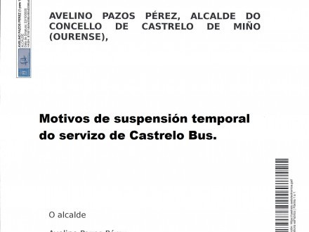 SUSPENSIN TEMPORAL DO SERVIZO DE CASTRELO BUS