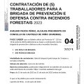 Contratacin de (05) trabajadores para la Brigada de prevencin y defensa contra incendios forestales. 2023