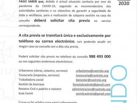 BANDO 19/2020: Cita previa para xestins municipais