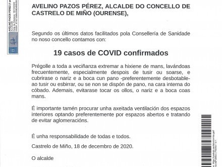 NOTA INFORMATIVA: Actualizacin datos COVID.